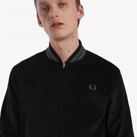 Fred Perry Black Cord Bomber Jacket - J4868 - Size Small - MSRP $400 - BNIB